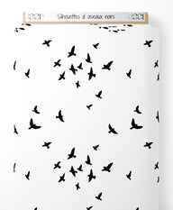 Tissu - Silhouettes d'oiseaux noirs