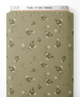 Tissu - Feuilles et baies blanches