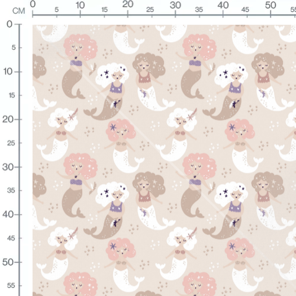 Tissu - Sirènes pastel et étoiles