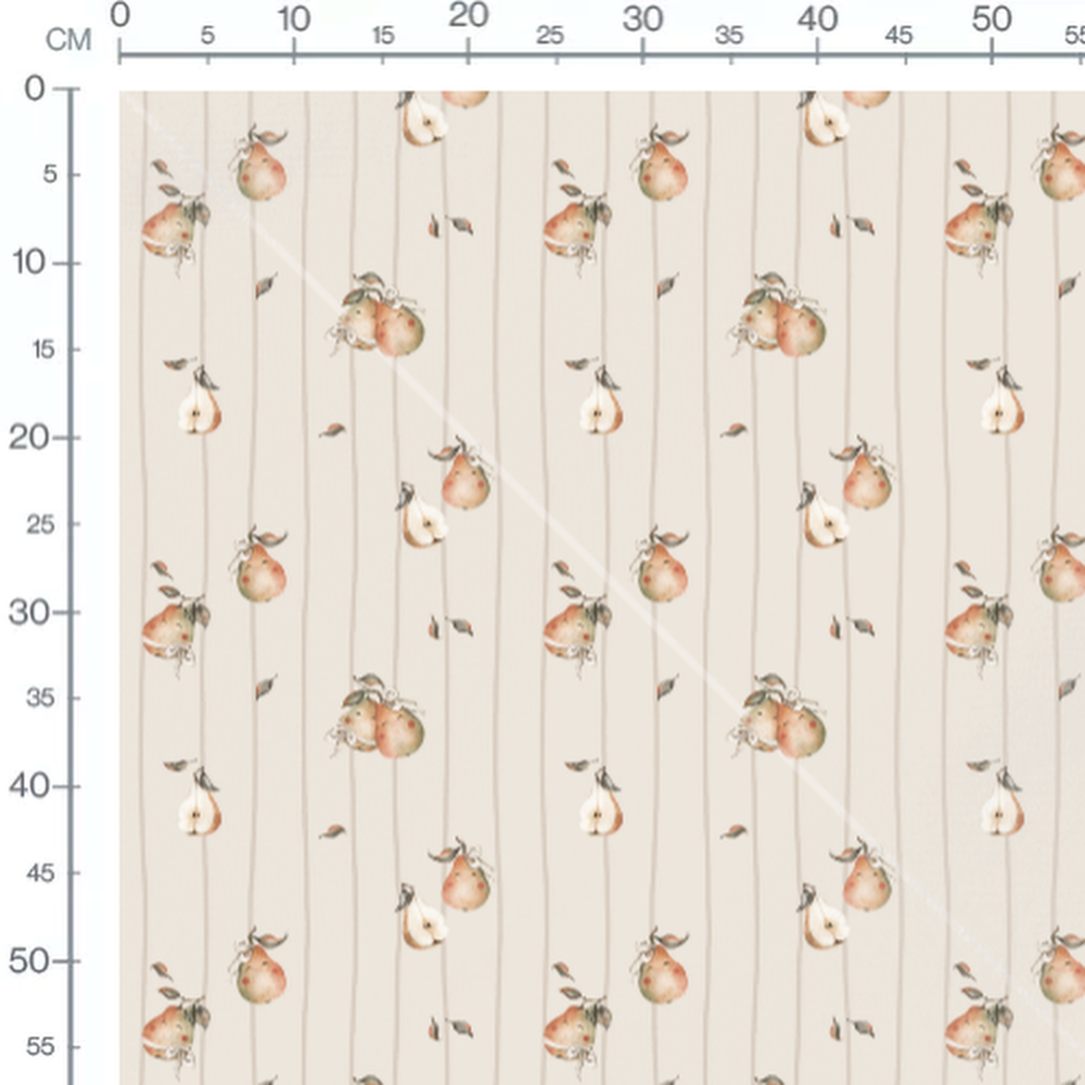 Tissu - Poires et feuilles pastel