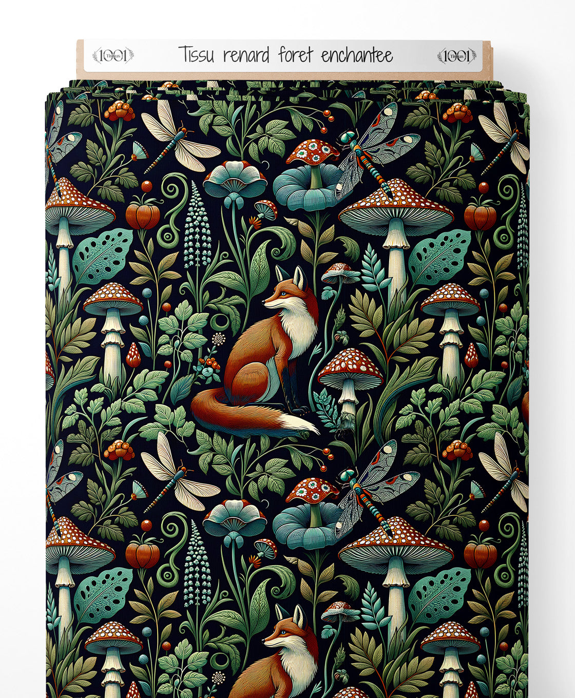 Tissu - renard foret enchantee