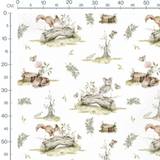 Tissu - Animaux sur troncs d'arbres