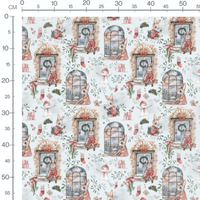 Tissu - Lapins festifs et neige