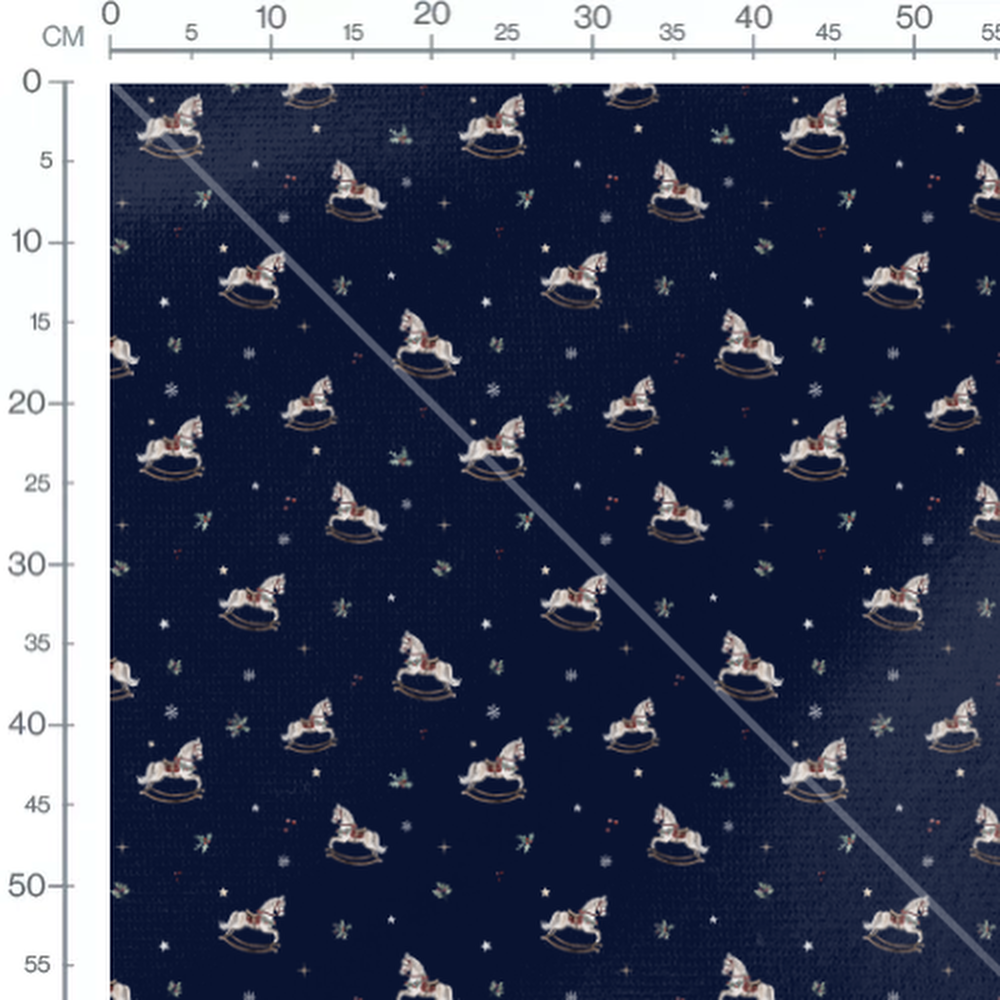 Tissu - Chevaux à bascule sur fond bleu