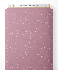 Tissu - Pois blancs sur rose uni