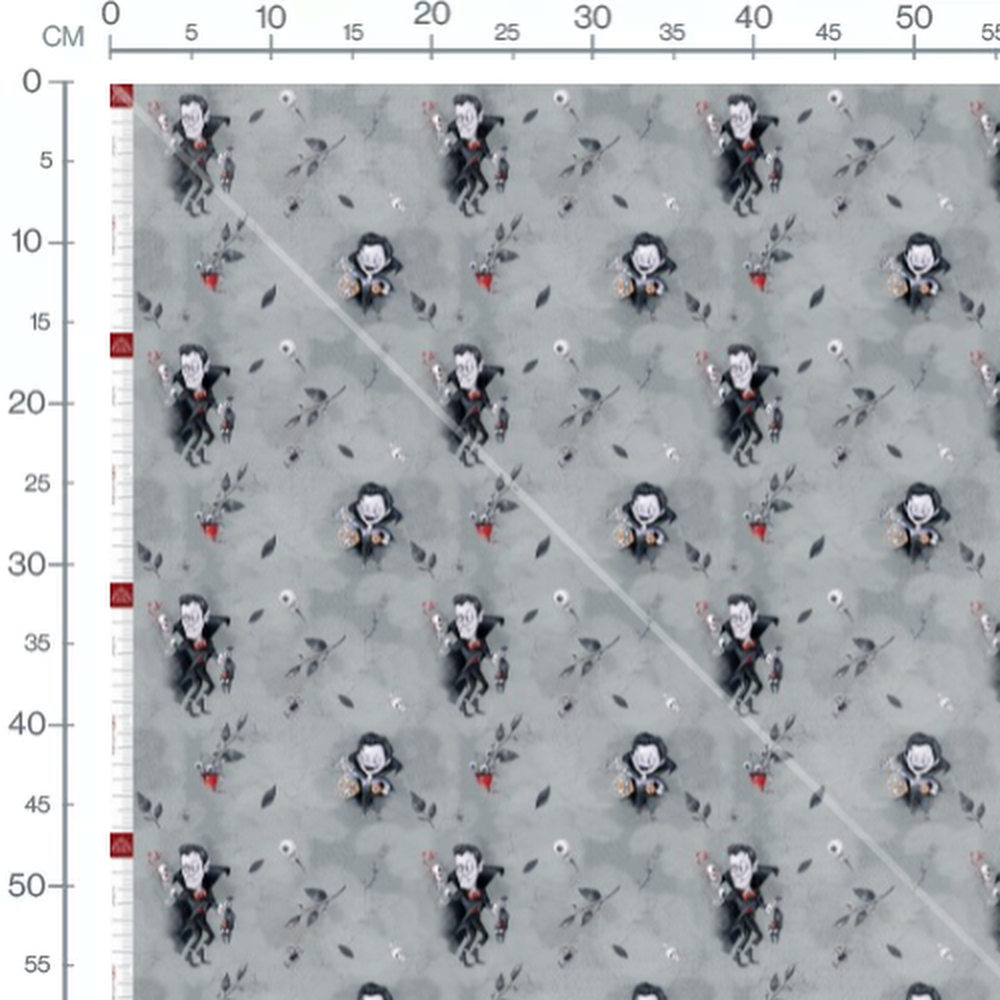 Tissu - Oiseaux noirs sur fond gris