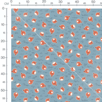 Tissu - Poissons rouges sur fond bleu