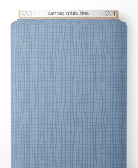 Tissu - Carreaux ondulés bleus
