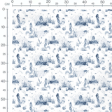 Tissu - Sirènes bleues et châteaux