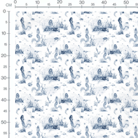 Tissu - Sirènes bleues et châteaux