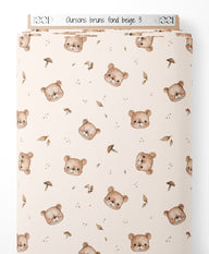 Tissu - Oursons bruns sur fond beige 3