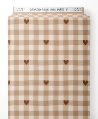 Tissu - Carreaux beige avec motifs V