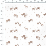 Tissu - Cerfs bruns sur fond blanc