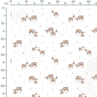 Tissu - Cerfs bruns sur fond blanc