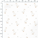 Tissu - Canards et insectes sur fond blanc