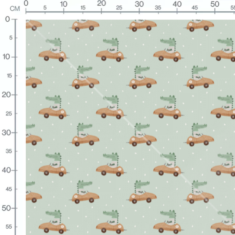 Tissu - Crocodiles sur fond vert