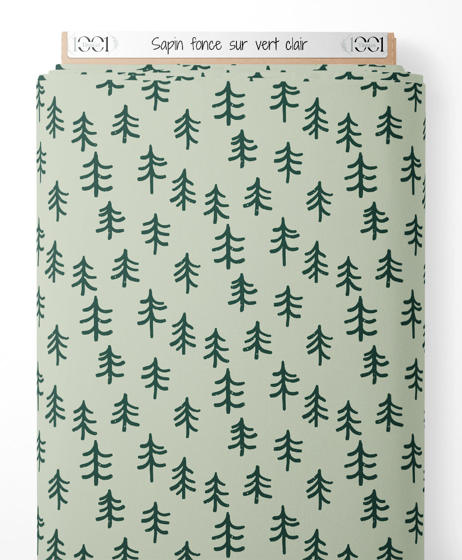 Tissu - Sapin foncé sur vert clair