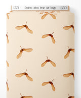 Tissu - Graines ailées brun sur beige