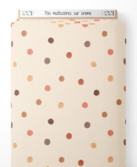 Tissu - Pois multicolores sur crème