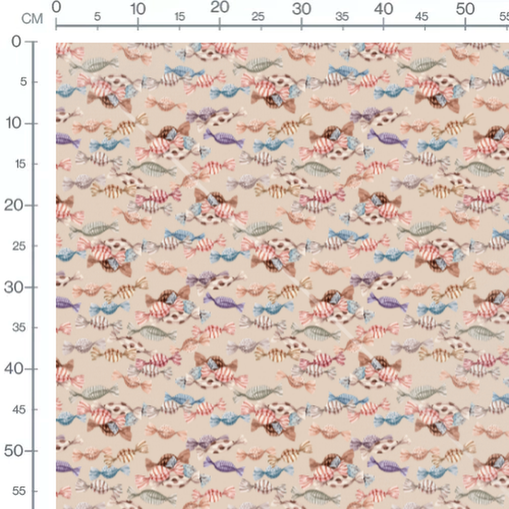Tissu - Bonbons à pois sur beige