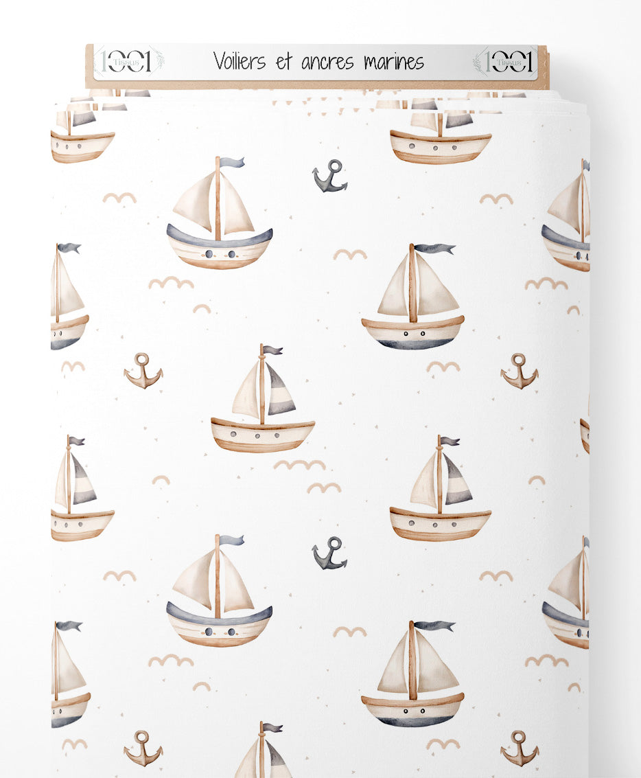 Tissu - Voiliers et ancres marines