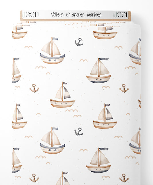 Tissu - Voiliers et ancres marines