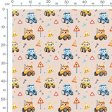 Tissu - Tracteurs souriants sur beige