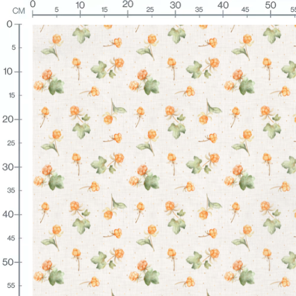 Tissu - Baies orange et feuilles vertes