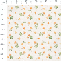Tissu - Baies orange et feuilles vertes