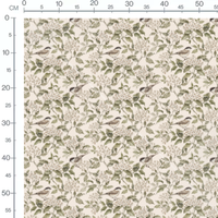 Tissu - Oiseaux bruns et fleurs blanches