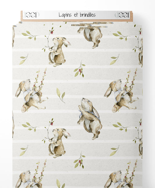 Tissu - Lapins et brindilles