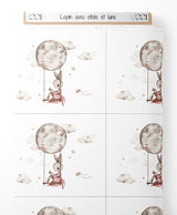 Tissu - Lapin avec étoile et lune