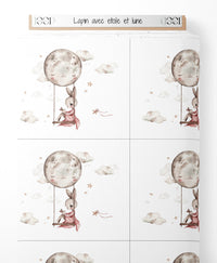 Tissu - Lapin avec étoile et lune