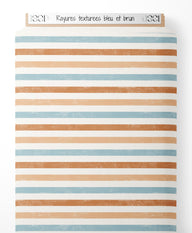 Tissu - Rayures texturées bleu et brun