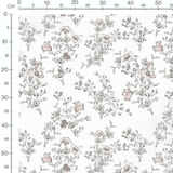 Tissu - Fleurs pastel rose et gris