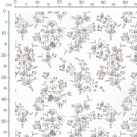 Tissu - Fleurs pastel rose et gris