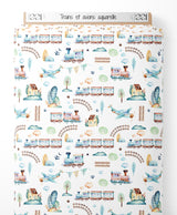 Tissu - Trains et avions aquarelle