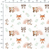 Tissu - Oursons sur croissants bleus