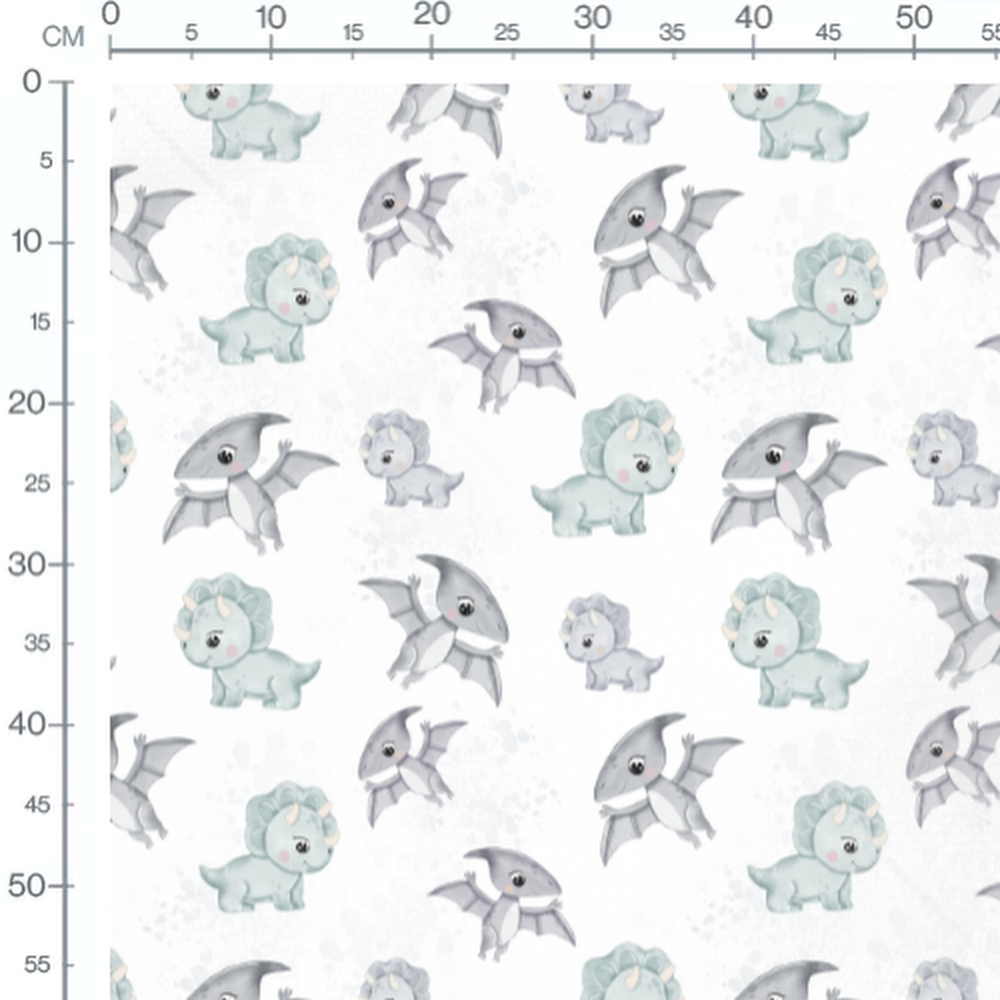Tissu - Dinosaures et dragons gris