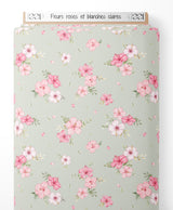 Tissu - Fleurs roses et blanches claires