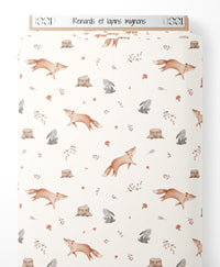 Tissu - Renards et lapins mignons