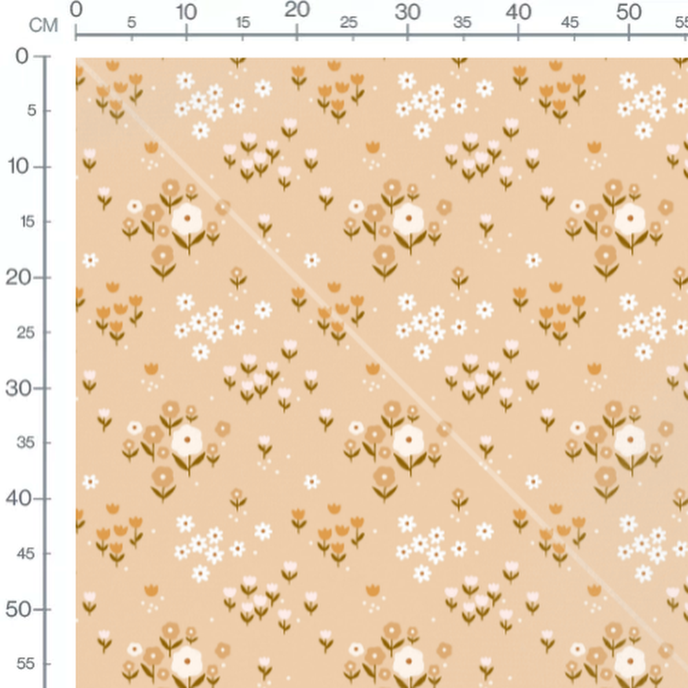 Tissu - Bouquets de fleurs sur beige