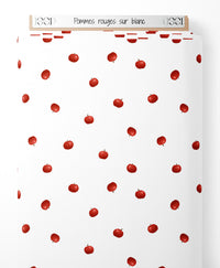 Tissu - Pommes rouges sur blanc