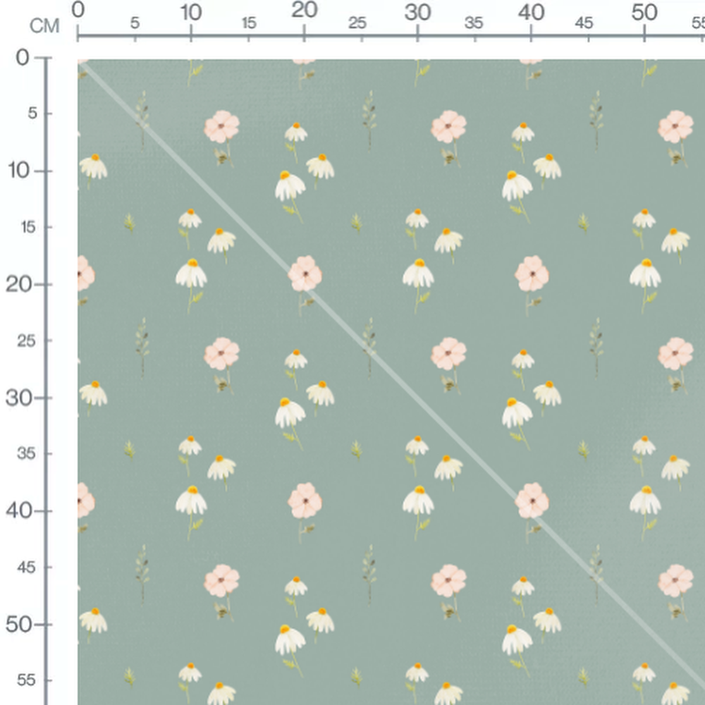 Tissu - Fleurs blanches et roses vives 2