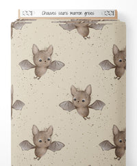 Tissu - Chauves-souris marron grises