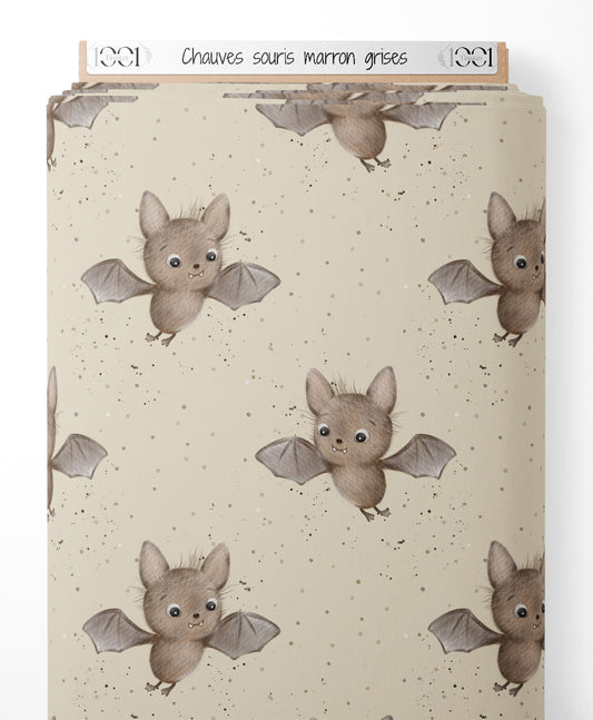 Tissu - Chauves-souris marron grises