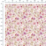 Tissu - Fleurs roses et brunes crème