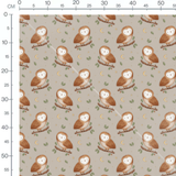 Tissu - Chouettes sur beige étoilé