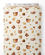 Tissu - Têtes d'ours et hiboux marron