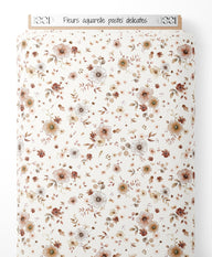 Tissu - Fleurs aquarelle pastel délicates